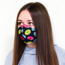 Маска для лица с принтом, защитная многоразовая анатомической формы, внутренний слой х/б 18х11 см