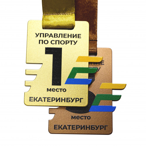 Медаль 1-слойная из металла с полноцветной печатью D-70, толщина 2 мм